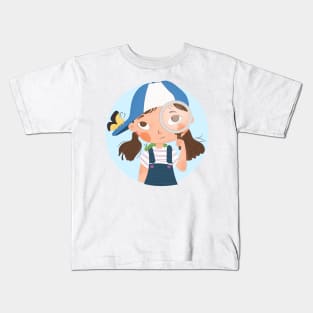 Adventure For A Girl With Blue Cap And Her Butterfly Kids T-Shirt